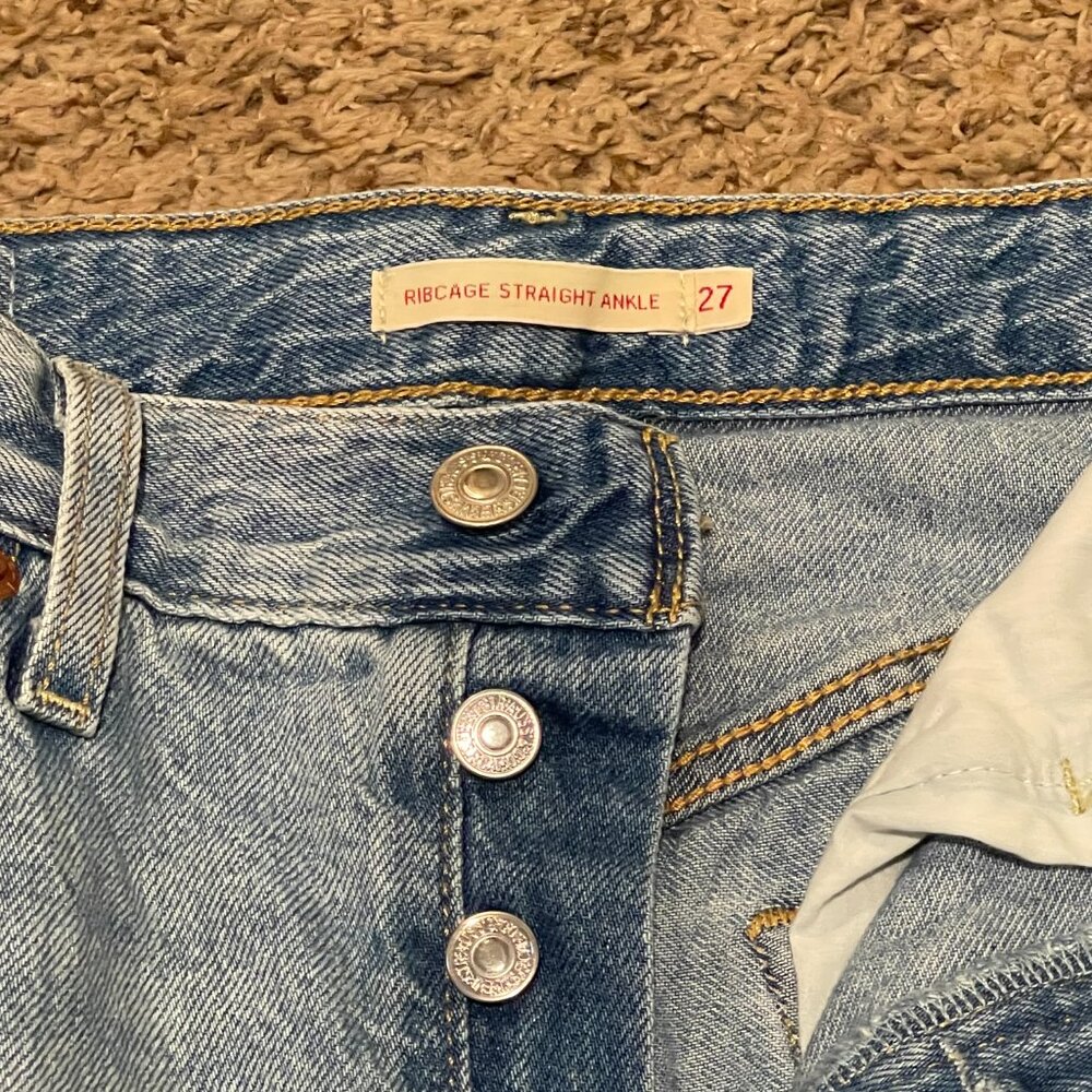 Levi's 501 Original Straight Leg Jeans Blue Denim Size 27 - Picture 7 of 12